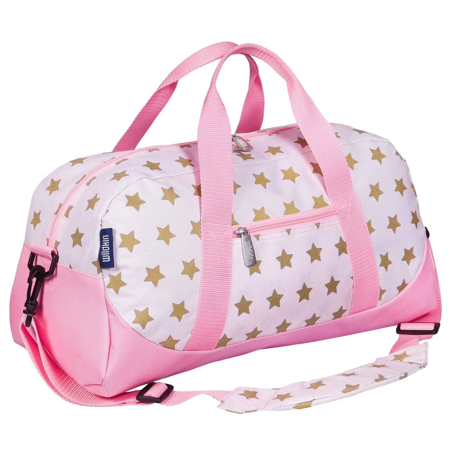Wildkin Kids Overnighter Duffel Bags for Boys & Girls Perfect for Sleepovers and Travel Duffel Bag for Kids Carry-On Size & Ideal for School Practice or Overnight Travel Bag (Pink and Gold Stars)