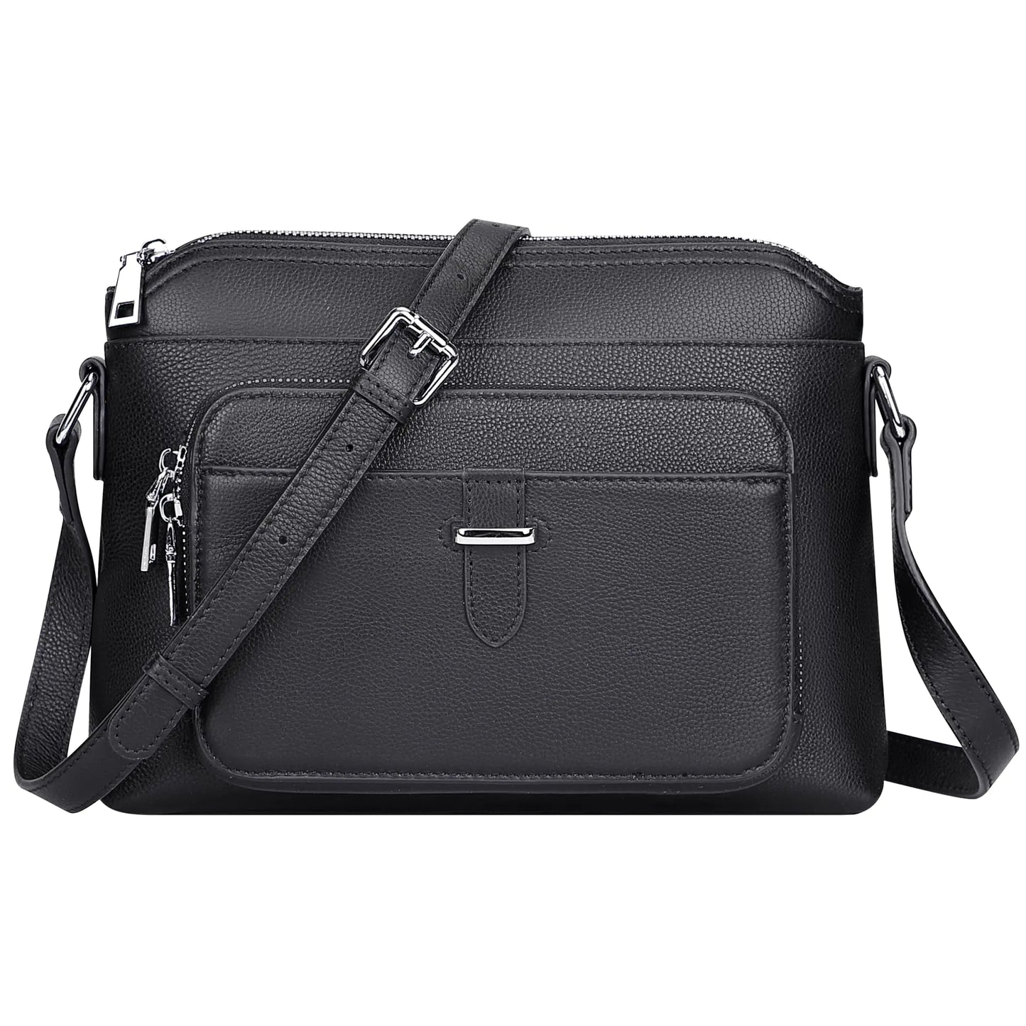 Over Earth Genuine Leather Crossbody Purses for Women Ladies Bag Genuine Leather Crossbody Bag with Card Pocket(O205E Black)