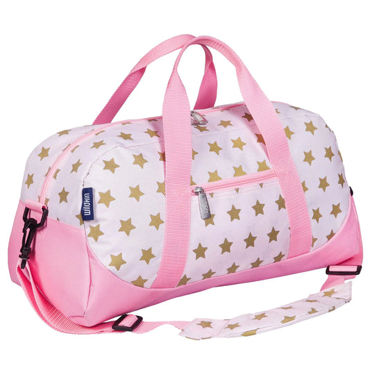 Wildkin Kids Overnighter Duffel Bags for Boys & Girls Perfect for Sleepovers and Travel Duffel Bag for Kids Carry-On Size & Ideal for School Practice or Overnight Travel Bag (Pink and Gold Stars)