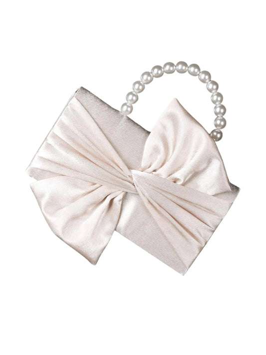 SweatyRocks Womens Elegant Bow Knot Ruched Satin Evening Bags Clutch Purses Apricot One-Size