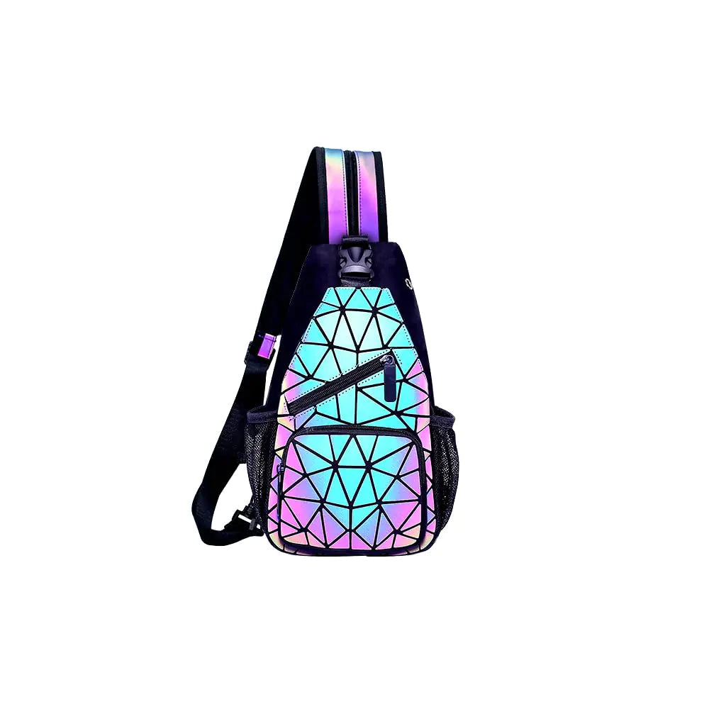 Chic Boutique De Mode Geometric Luminous Backpack Purses Handbags Holographic Crossbody Shoulder Bag (Backpack)