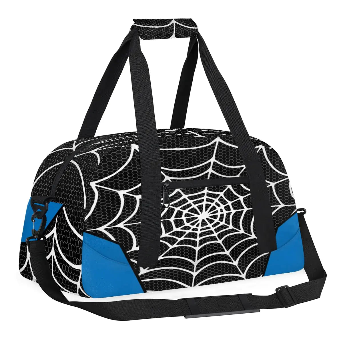 Black Spider Web Kids Overnighter Duffel Bags for Boys Girls Carry-On Size Sports Gym Bag for School Practice or Overnight Travel Weekender Sleepover Workout Tote Bag