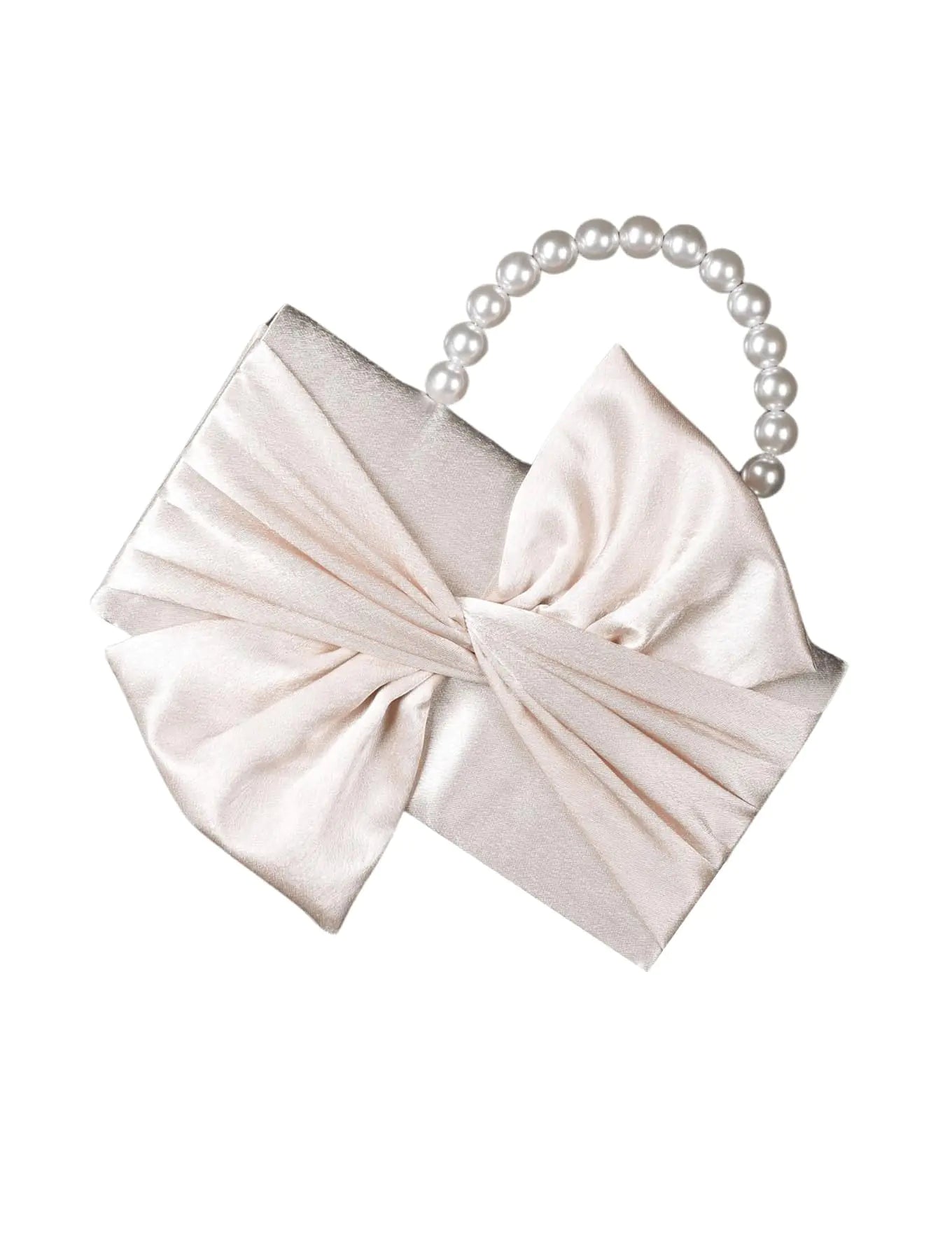 SweatyRocks Womens Elegant Bow Knot Ruched Satin Evening Bags Clutch Purses Apricot One-Size