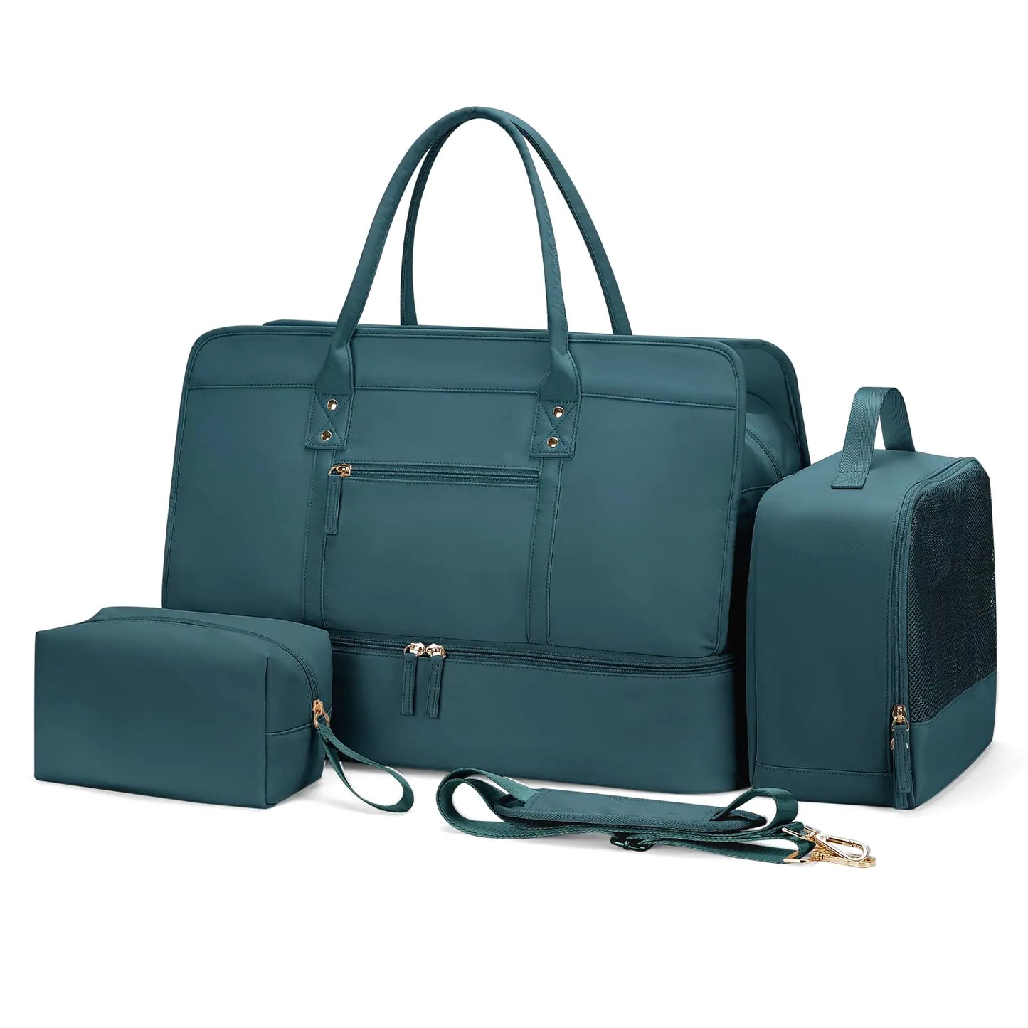 Weekender Bags for WomenTravel Duffel Bag Personal Item Bag with Shoes CompartmentOvernight Carry On Bag with Wet Pocket Travel Bag 3Pcs Set