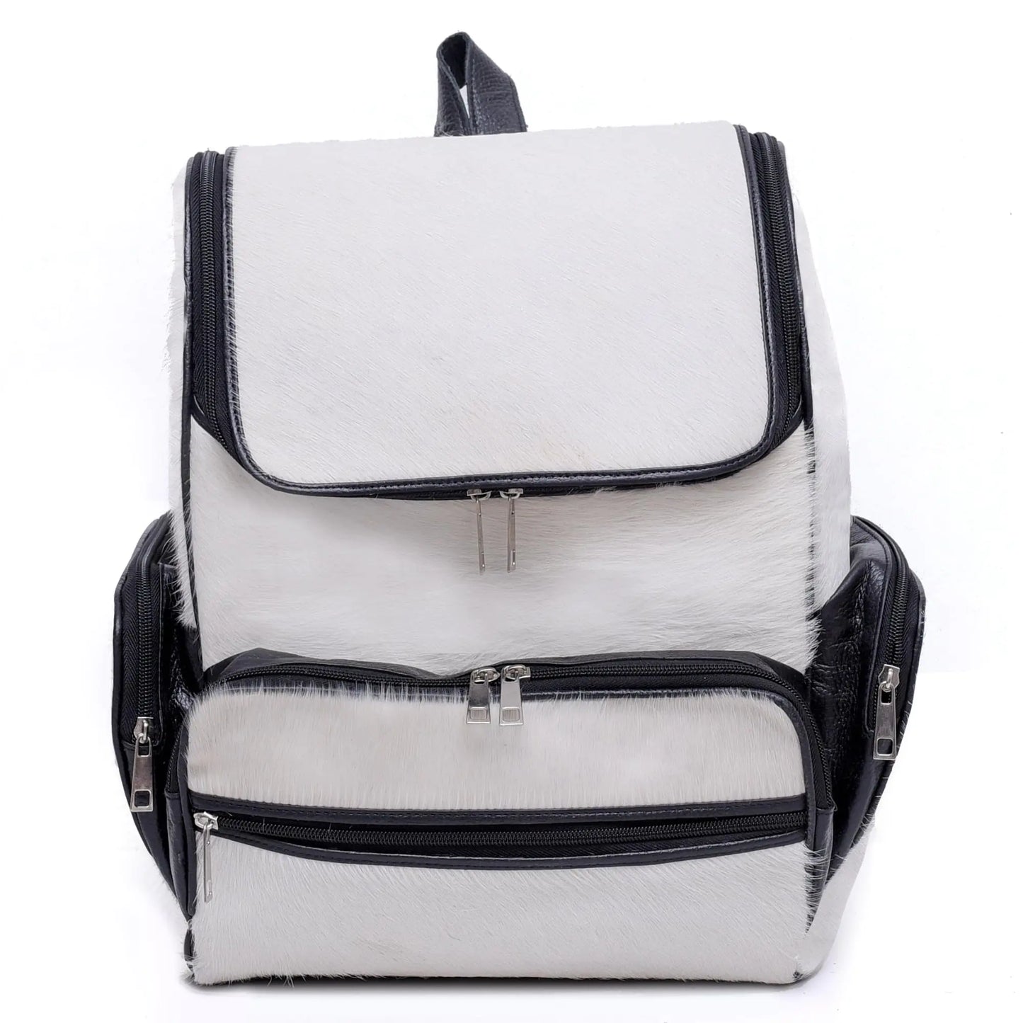 CHAYELL Cowhide Backpack Genuine Leather Backpack with Laptop Compartment - Womens Cowhide Hair On Backpack –Travel Backpack Diaper Bag Backpack Women (White)